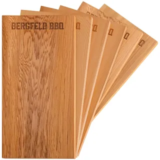 Bergfeld BBQ – 6 Stück Zedernholzbretter zum Grillen – 30x14x1 cm - Räucherbretter aus 100% kanadischem Western Red Cedar Holz – mehrfach verwendbar – für besonderes Grill- und BBQ-Aroma