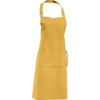 Erwin Müller Koch-Schürze, Küchenschürze Uni 100% Baumwolle curry Größe 72x90 cm - verstellbare Halsschlaufe, mit Aufsatztasche und Bindeband