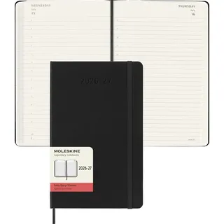 Moleskine 18 Monate Tagesnotizkalender 2026/2027, L/A5, 1 Tag = 1 Seite, Fester Einband, Schwarz