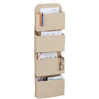 Relaxdays Hängeorganizer 4 Fächer 4-tlg. beige