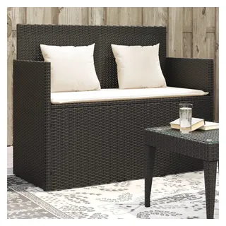 furnicato Gartenbank aus PE-Rattan Schwarz 120x50x90,5 cm mit Stauraum, Witterungsbeständige Sitzbank mit Gasfeder und wasserfestem Beutel schwarz