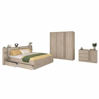 Parisot Schlafzimmer 4-teilig "Escale 21" 140x200 Japanische-Eiche