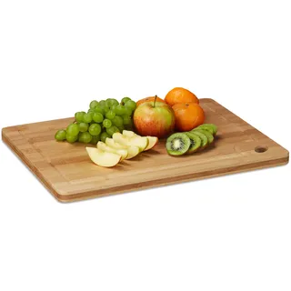 Relaxdays Tranchierbrett Bambus 2-tlg. 40 x 30 cm Braun