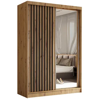 masseno Schwebetürenschrank LAMELLO 150 x 216 x 61 cm Braun