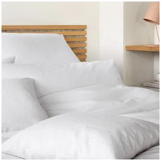 ELEGANTE Stockholm Seersucker Baumwolle Hellgrau 135 x 200 cm + 80 x 80 cm