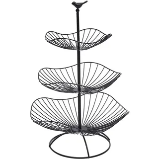 Gaabungky Abnehmbarer Obsthalter 5KG 3 Stöckig Metall Obstkorb Offenes Ausgehöhltes Design Gemüse Frisch Servierkorb Obstschale Runde Basis Frucht Schalenhalter für Obst, Gemüse, Snacks (schwarz)