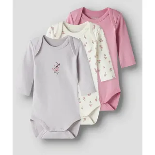 NAME IT - Kid's Body L/S Flower 3-Pack - Alltagsunterwäsche Gr 62 grau