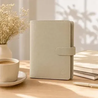 Notizbuch Ringbuch A5 Nachfüllbar, Ringordner A5, Budget Binder Organizer, 6 Loch - PU-Leder, Magnetverschluss, Übersichtliche Fächer, Für Schule