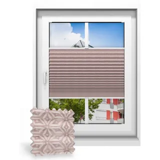 Plissee ohne Bohren nach Maß, Puderrosé Weiß 136010, 30 x 80 cm, Plissee individuell maßangefertigt