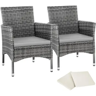 Tectake Rattansessel 57 x 59 x 85 cm 2 St. inkl. Sitzbezüge 4 St. grau/hellgrau