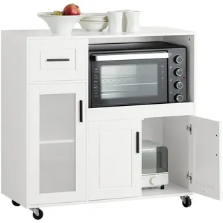 SoBuy Mikrowellenschrank,, Weiß, Holzwerkstoff, 89x89x40 cm,