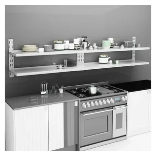 furnicato Wandregal 2er Set Edelstahl Wandregale 300 x 30 cm, Silber, 2-tlg., Korrosionsbeständige Küchenregale, höhenverstellbar für die Küche grau 30 cm x 70 cm