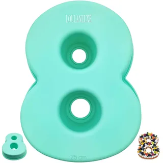 LOULANLUXE Silikon Kuchenform Zahlen Groß, Antihaftige Backform Zahlen 8, Eingedickt Number Cake Backform, Zahlenbackform für Kindergeburtstag, Hochzeit Jubiläum, Geburtstagstorte, Grün, 25 cm