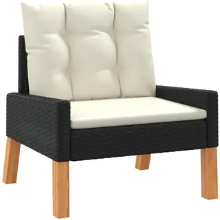 vidaXL Polyrattan Lounge Set 4-tlg. schwarz inkl. Kissen 319689