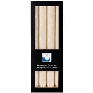 Premium Stearinkerzen Set (4er/8er) – Lange Stabkerzen 25x2,2 cm mit Kristall-Struktur – 100% Pflanzlich – 10h Brenndauer – Edle Tafelkerzen für Hochzeit, Deko, Gastro (Elfenbein - Creme, 8er Pack)