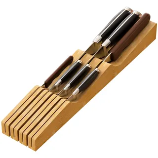 Messer-Schubladen-Organizer, Bambusholz, Messerblock, passend für 7 Messer