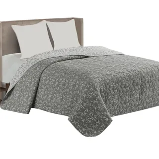 Delindo Lifestyle Tagesdecke Catania, Bettüberwurf im Ranken Design, 220x240 cm, grau