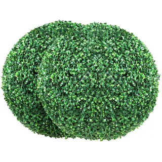 Vevor 2x Buchsbaumkugel Künstlich Ø40,6cm Garten Deko Buchsbaum Kugel künstlich Buchskugel Kunstpflanze aus PE, Holz, PP inkl. 4 Stk. Dekorative Schmetterlinge und 10 Stk. Ersatzblätter