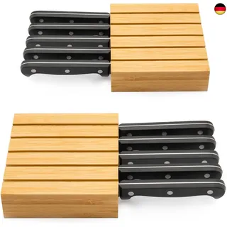 2 Stücke Messerhalter Schublade für 10 Messer - Messerblock Bambus mit R