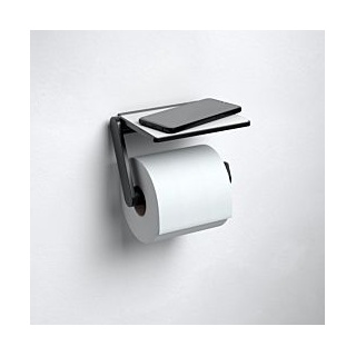 Keuco Plan Black Selection Toilettenpapierhalter 14973370000 mit Ablage, offene Form, schwarz