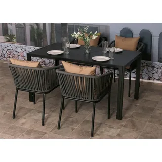 Mendler Alu-Esstisch HWC-N40, Tisch Bistrotisch Gartentisch Balkontisch, wetterfest 140x80cm ~ hellgrau