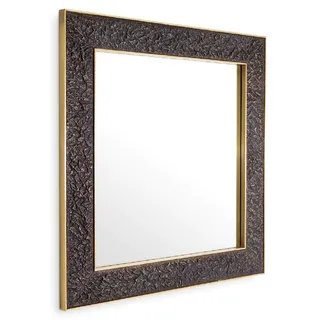 Casa Padrino Luxus Wandspiegel Bronze / Antik Messing 100 x 3,5 x H. 100 cm - Quadratischer Spiegel - Wohnzimmer Spiegel - Schlafzimmer Spiegel - Garderoben Spiegel - Luxus Möbel - Luxus Interior