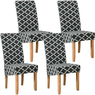 UE Stock Stuhlhusse 4er Set Stuhlhussen elastische Esszimmerstuhlhussen Schwarz Weiß schwarz