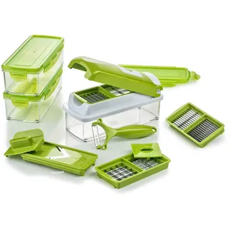 Genius Nicer Dicer Smart (14 tlg.) in Kiwi - Gemüseschneider für Würfel, Stifte, Scheiben, Streifen und Viertel inkl. Rezeptheft - Salatschneider Mandoline Gurkenhobel