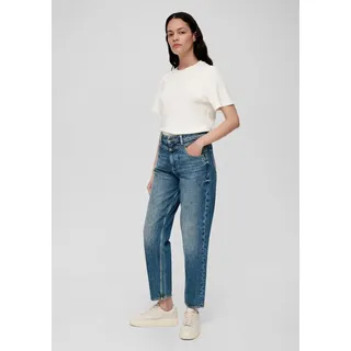 s.Oliver 7/8-Jeans Ankle-Jeans Mom / Relaxed Fit / High Rise / Tapered Leg Destroyes, Label-Patch blau