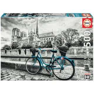 Educa 18482, Fahrrad vor Notre Dame, 500 Teile Puzzle für Erwachsene und Kinder ab 10 Jahren, Paris, Frankreich