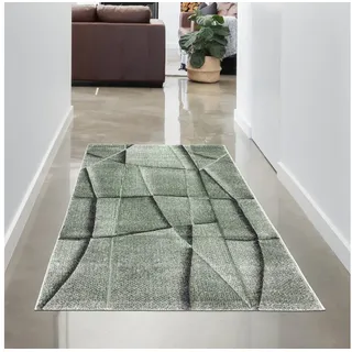 Carpetia Teppich Wohnzimmer Teppich mit geometrischem Muster in grün, rechteckig beige|grün 80 cm x 150 cm