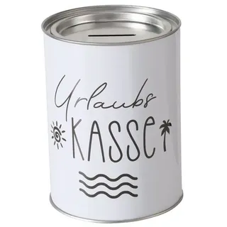 ReWu Spardose Spardose aus Blech mit Deckel zum Abnehmen weiß