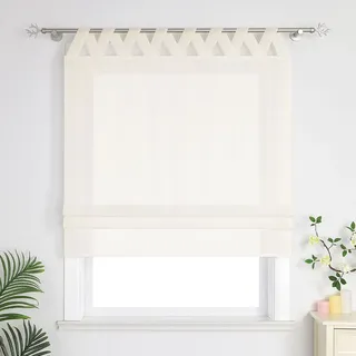 Delien Raffrollo mit Schlaufen Raffgardine Leinen Unifarbige modern Gardine küche halbtransparent Beige BxH 120x140 cm - Beige