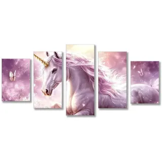 Diamond Painting Erwachsene, 5 Teilig Groß XXL Diamant Painting Pferd Bilder, Blume Diamant Malerei Kunst Kits, DIY Kreativ Set für Erwachsene Geeignet Als Geschenk und Home Wanddeko 100x60cm C-1947