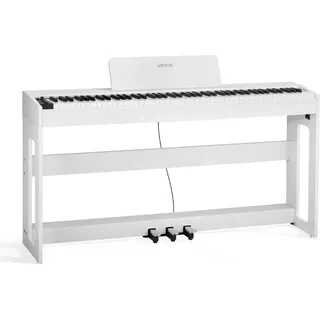 Vevor Gewichtetes Digitalpiano, 88 Tasten vollgewichtet, E-Piano-Tastatur mit Möbelständer, Netzadapter, Dreifachpedal, Aufnahmefunktion, 280 Töne,
