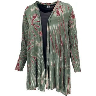 Guru-Shop Langjacke Offener Batik Cardgan, Boho Batikjacke - grün