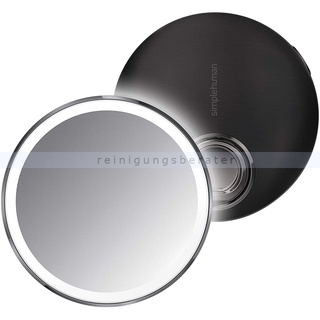 Kosmetikspiegel Simplehuman Sensorspiegel 10cm ST3030 Edelstahl schwarz, m. Tasche, 3x Vergrößerung, für unterwegs