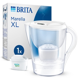 BRITA Wasserfilter Kanne Marella XL weiß (3,5l) inkl. 1x MAXTRA PRO All-in-1 Kartusche – Wasserfilter zur Reduzierung von Kalk, Chlor, Blei, Kupfer & geschmacksstörenden Stoffen im Wasser