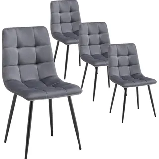 Deuline Esszimmerstuhl Milano Samt grau 4er Set