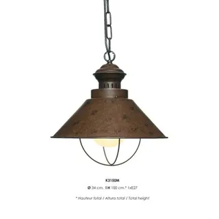 Casa Padrino Hängeleuchte Industrie Design Rostfarben 34 cm Durchmesser - Rustikale Deckenleuchte aus Aluminium
