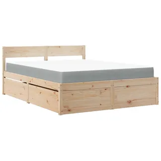 vidaXL Bett mit Schubladen und Matratze 140x200 cm Massivholz Kiefer2011486