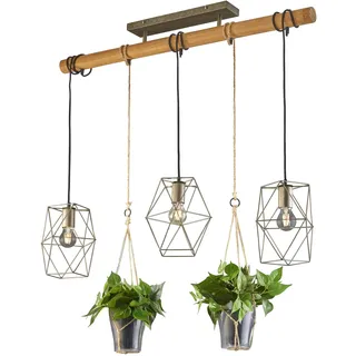Trio Plant 3-flg. 60 cm grau Holz Metall