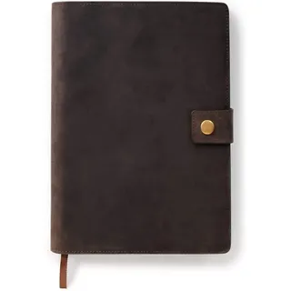 CASE ELEGANCE Nachfüllbares Leder Notizbuch A5 - mit Stiftschlaufe, Kartenfächer und Messingverschluss - Tagebuch aus Vollnarbenleder Skizzenbuch Notizbuch Reisetagebuch Vintage Look Notizen (Braun)