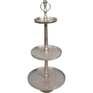 Lesli Living Dekoetagere Etagere Servierständer 41x41x89cm Aluminium silber 3 Etagen silberfarben