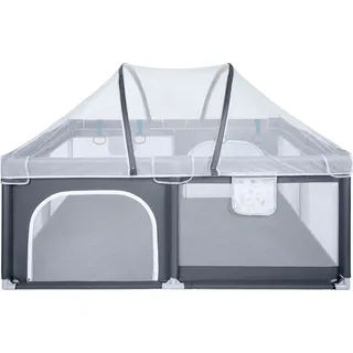 Onvaya ONVAYA® Laufgitter mit Insektenschutznetz Laufstall für Babys | 120 x 160 cm | Schutzgitter für Kinder | Rechteckiges Krabbelgitter