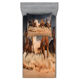 Bettwäsche bedrucktes 2-teiliges Bettwäscheset, Abakuhaus, Microfaser, Pferd Equine Themed Tiere braun 90 cm x 200 cm