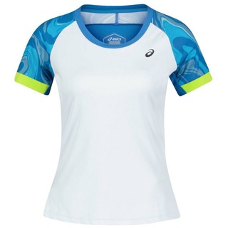 Asics T-Shirt Damen Tennisshirt COURT GRAPHIC SHORT SLEEVE TOP (1-tlg) blau S