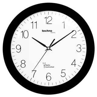 Technoline WT 8000 Funkwanduhr 30 cm – DCF Funkuhr mit automatischer Zeiteinstellung | geräuscharm| modernes Design| batteriebetrieben| Wanduhr für Wohnzimmer | Büro & Küche | schwarz