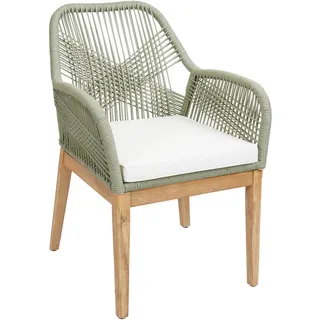 MCW Gartenstuhl, Grün, Weiß, Holz, 58x85x59 cm, Gartenmöbel, Gartenstühle, Gartenstühle