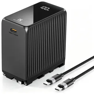 K&F CONCEPT NP-F970 Tragbares Ladegerät mit Touchscreen-Display 10500 mAh hohe Kapazität Zwei USB-C-/EIN USB-A-Ausgangsanschlüsse mit PD 45 W Schnellladefunktion
